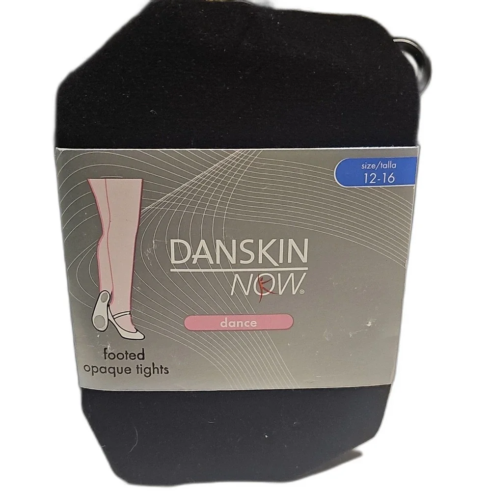 Danskin Now Dance Footed Tights Black Girls 12-16 Nylon Spandex